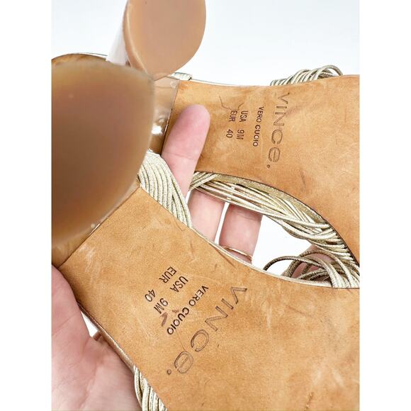 Vince Qala Strappy Champagne Gold High Heeled Sandals Size 9M - Picture 3 of 7